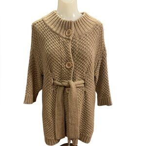 Vince Tan Wool/Cashmere Blend Belted Cardigan size S